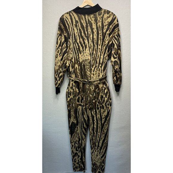 Vintage Leigh Karnitz For Periphery Animal Print Knit Jumpsuit S - Picture 3 of 5